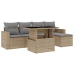 vidaXL Salon de jardin avec coussins 6 Pièces beige résine tressée