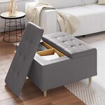 vidaXL Pouf de rangement avec coussin Gris 80 x 80 x 45 cm Simili cuir