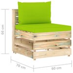 Vidaxl canapé de jardin 4 places avec coussins bois imprégné de vert