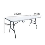 Table pliante - 180 cm - 8 personnes - plastique