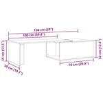Table basse vidaXL en chêne noir 150x50x35 cm en bois composite