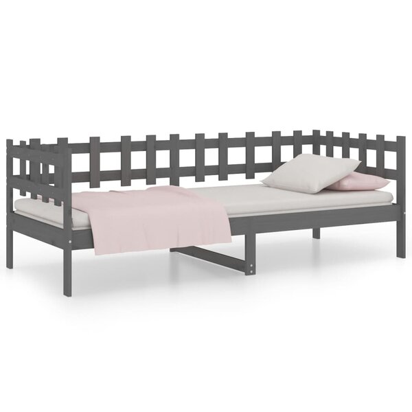 vidaXL Lit de jour sans matelas gris 90x200 cm bois de pin massif