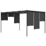 vidaXL Belvédère de jardin avec rideau latéral 4x3x2 25 m Anthracite