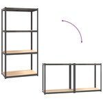 vidaXL Étagères à 4 niveaux 4Pièces Anthracite Acier et bois d'ingénierie