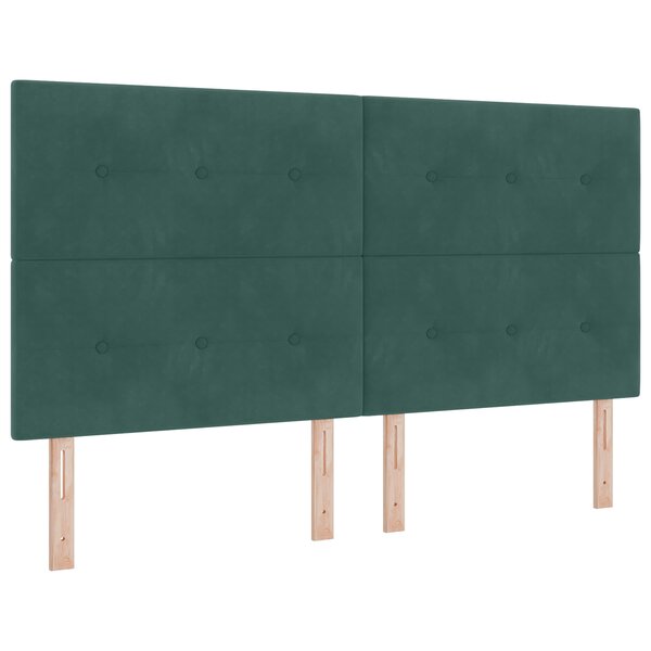 vidaXL Lit ressort avec matelas en velours vert foncé Super King
