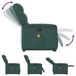 vidaXL Fauteuil inclinable de massage Vert foncé Tissu