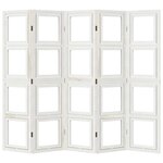 vidaXL Cloison de séparation 5 panneaux blanc bois de paulownia massif