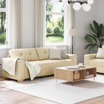 vidaXL Canapé 2 Pièces Crème Tissu en lin mélangé