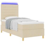 vidaXL Lit à ressort LED avec matelas Crème 90 x 200 cm tissu