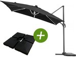 Parasol jardin déporté LED Alu "Sun 4 Luxe" - Rectangle - 3 x 4 m - Dalles à lester incluses