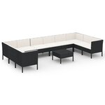 vidaXL Salon de jardin 11 Pièces avec coussins Résine tressée Noir
