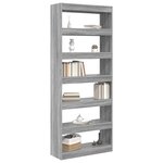 vidaXL Bibliothèque Gris Sonoma 80 x 30 x 198 cm Bois d'ingénierie