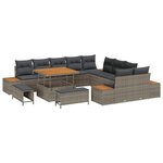 vidaXL Ensemble de canapé de jardin 13 Pièces Gris Poly rotin