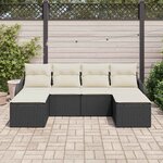 vidaXL Ensemble de canapé de jardin avec coussin 6 Pièces Noir Poly rotin