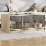 vidaXL Table basse avec portes en verre chêne sonoma 102x50x42 cm