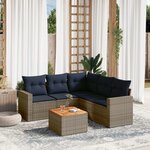 vidaXL Salon de jardin 6 Pièces avec coussins gris résine tressée