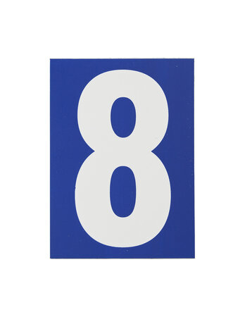 THIRARD - Plaque de signalisation 8  marquage blanc sur fond bleu  panneau PVC adhésif  65x90mm