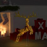 vidaXL Renne volant de décoration de Noël 120 LED Doré blanc chaud
