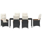 vidaXL Ensemble de Salle à Manger de Jardin de 7 Pièces avec Coussins en Poly Rattan Noir
