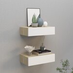 vidaXL Étagères à tiroir murales 2 Pièces Chêne et blanc 40x23 5x10cm MDF