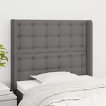 vidaXL Tête de lit avec oreilles Gris foncé 103x16x118/128 cm Tissu
