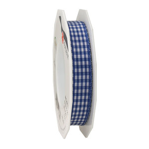 Ruban textile carreau de vichy 20-m-rouleau 15 mm  bleu roi/blanc