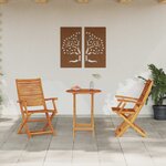 vidaXL Ensemble bistro pliant 3 Pièces Marron Bois d'Acacia Massif