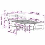 vidaXL Cadre de lit avec tiroir Marron 120 x 200 cm Bois massif en pin