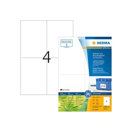 Bte 400 etiquettes universelles recycling 105 x 148 mm blanc herma