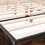 vidaXL Cadre de lit chêne fumé 160x200 cm bois d'ingénierie et métal