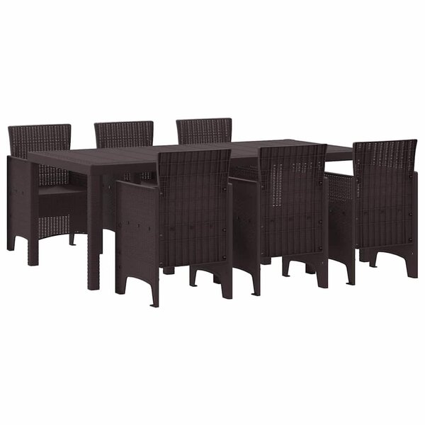 vidaXL Ensemble de salle à manger pour jardin 7 Pièces Marron Rattan Polt