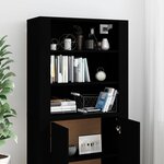 vidaXL Buffet haut Noir Bois d'ingénierie