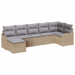 vidaXL Ensemble de canapé de jardin 7 Pièces Beige polyrotin