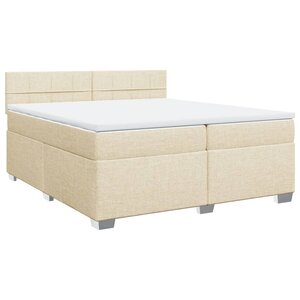 vidaXL Sommier à lattes de lit avec matelas Crème 200x200 cm Tissu