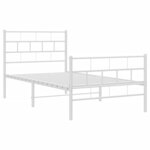 vidaXL Cadre de lit métal avec tête de lit/pied de lit blanc 107x203cm