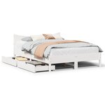 vidaXL Cadre de lit avec tiroirs blanc 140x200 cm bois de pin massif