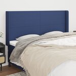 vidaXL Tête de lit avec oreilles Bleu 203x16x118/128 cm Tissu