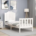 vidaXL Cadre de lit avec tête de lit blanc petit simple bois massif