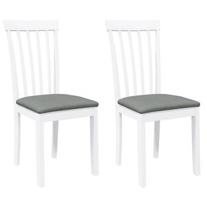 vidaXL Chaises à manger coussins 2 Pièces blanc bois massif caoutchouc