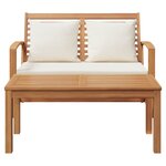 vidaXL Ensemble de canapé de jardin 2 Pièces Naturel Bois de teck solide