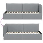 vidaXL Cadre de lit d'angle Gris clair 90 x 200 cm tissu