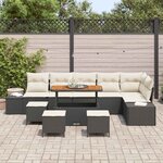 vidaXL Ensemble de canapé de jardin 10 Pièces Noir Poly rotin