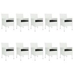 vidaXL Ensemble à manger de jardin et coussins 11 Pièces blanc poly rotin