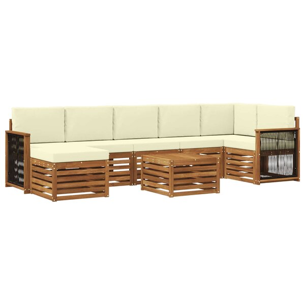 vidaXL Ensemble de canapés d'extérieur 7 pc Naturel et Crème