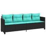 vidaXL Chaise longue avec coussins noir résine tressée