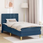 vidaXL Cadre de lit avec matelas Bleu 90 x 190 cm tissu