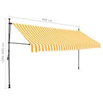 vidaXL Auvent manuel rétractable avec LED 400 cm Blanc et orange