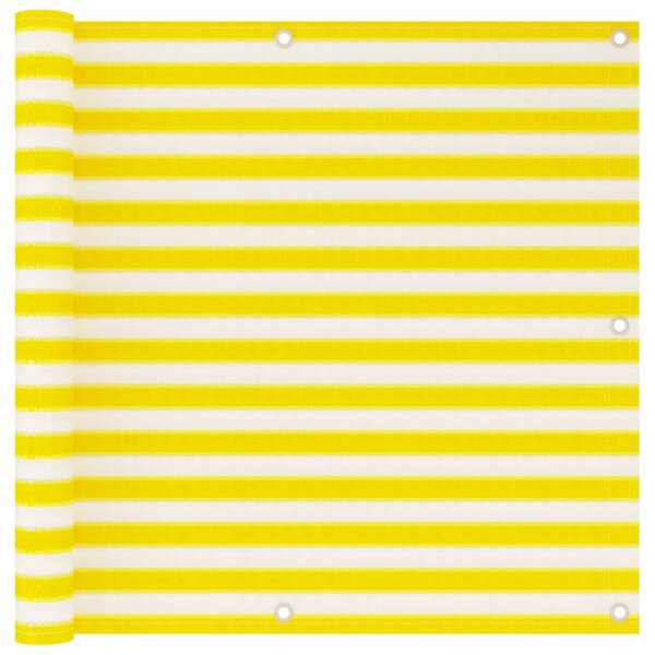 vidaXL Écran de balcon Jaune et blanc 90x500 cm PEHD