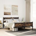 vidaXL Cadre de lit sans matelas chêne fumé 137x190 cm bois ingénierie