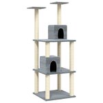 vidaXL Arbre à chat avec griffoirs en sisal Gris clair 141 cm